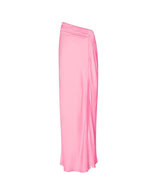 LAPOINTE Pink Satin Asymmetric Maxi Skirt