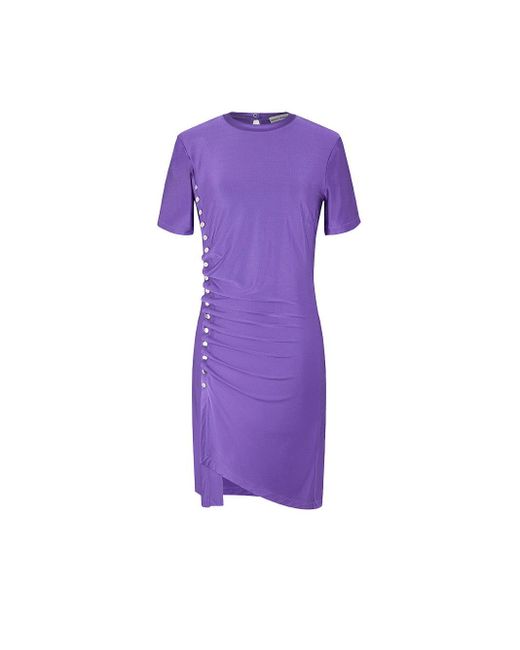 Paco Rabanne Purple Draped Mini Dress