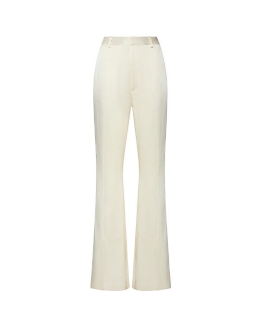 LAPOINTE Satin Flared Pant in White | Lyst