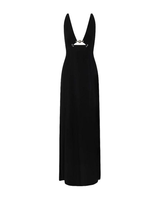 Rabanne Long Pearl Maxi Dress in Black | Lyst