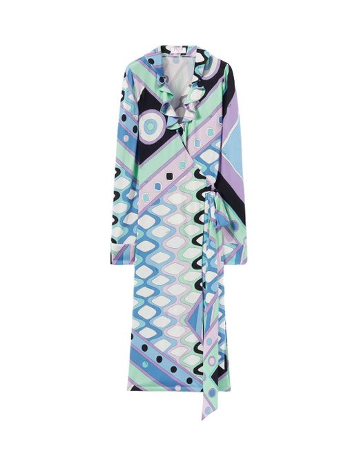 Emilio Pucci Blue Vivara-print Wrap Dress