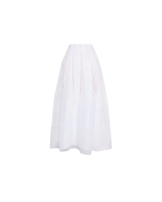 Rosie Assoulin White Red Alert Midi Skirt