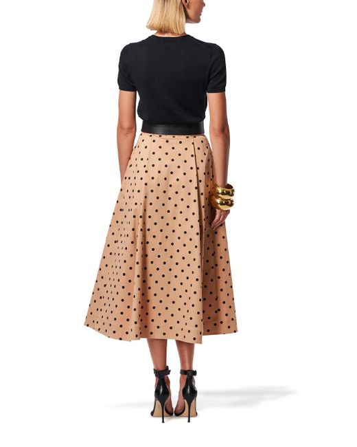 Carolina Herrera Natural Polka Dot Midi Skirt