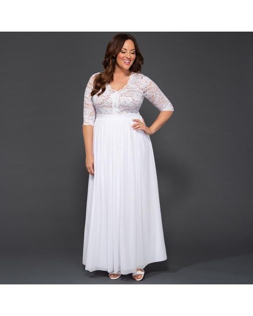 Kiyonna Lace Everlasting Love Dress In White Save 50 Lyst