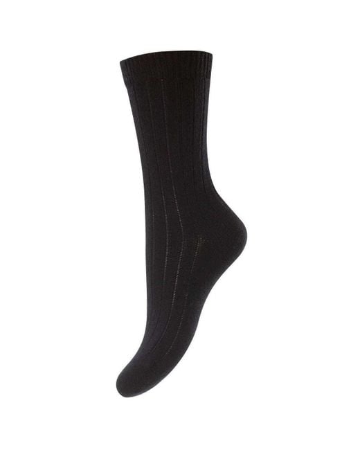 Pantherella Black Rachel Merino Wool Socks