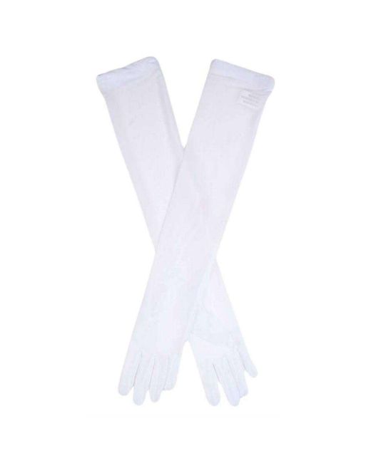 Dents White Long Tulle Evening Gloves