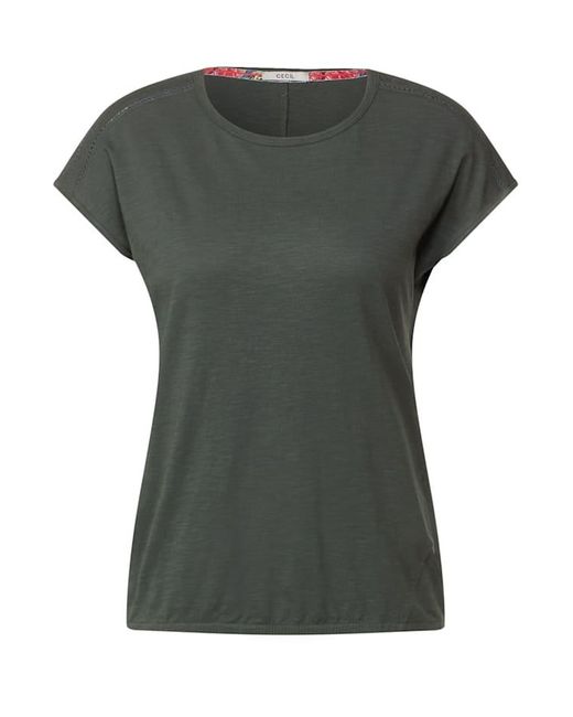 Cecil T-Shirt mit Spitzentapes in Grün | Lyst DE | V-Shirts
