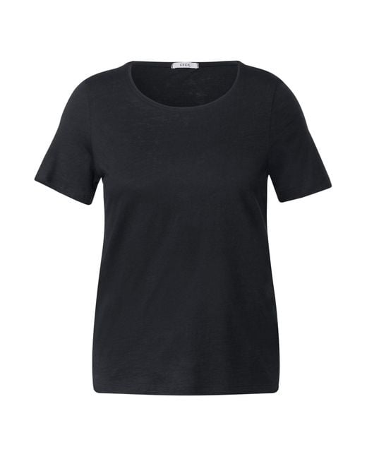 Cecil T-Shirt in Unifarbe in Weiß | Lyst DE
