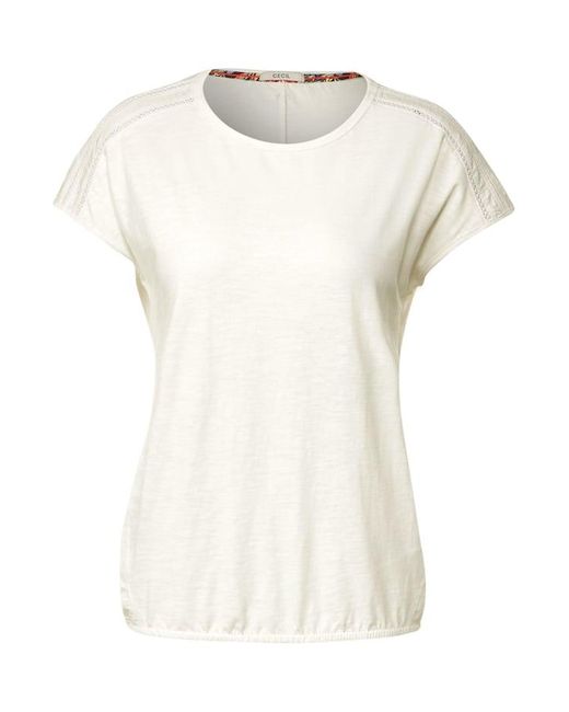 Cecil T-Shirt mit Spitzentapes in Weiß | Lyst DE