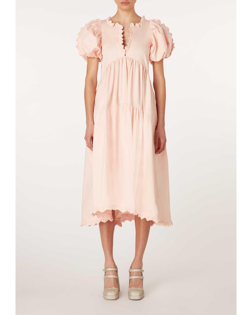 Kika Vargas Cotton Leana Dress in Pink | Lyst