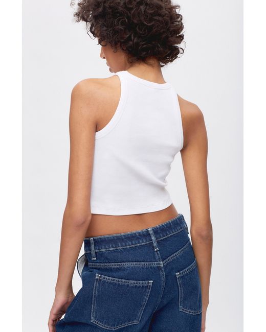 KOTN White Crop Racer Tank Top