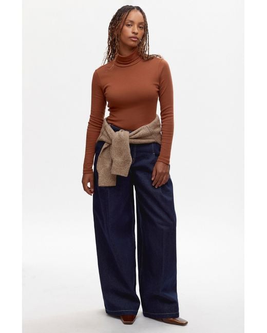 KOTN Multicolor Fitted Turtleneck Top