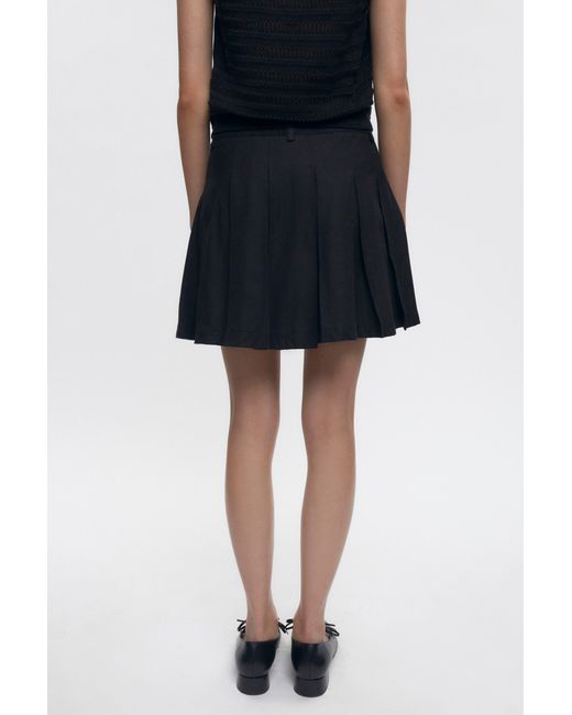 KOTN Black Dendera Twill Pleated Mini