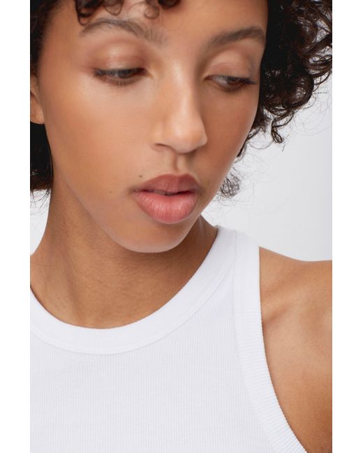 KOTN White Crop Racer Tank Top