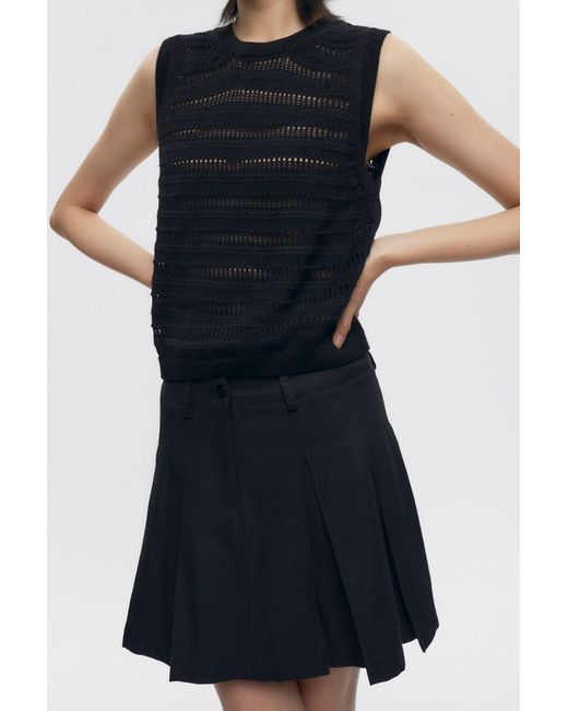 KOTN Black Dendera Twill Pleated Mini