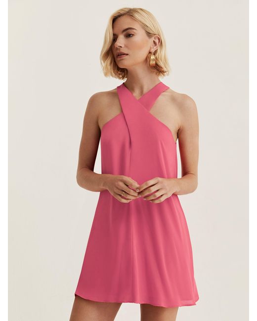 Krisa Synthetic Wrap Halter Dress in Candy (Pink) Lyst