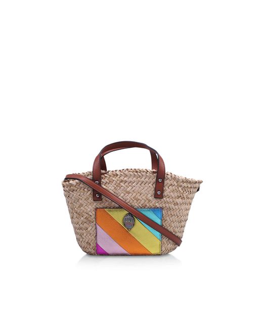Kurt Geiger Multicolor Rainbow Kensington Raffia Small Shopper Bag
