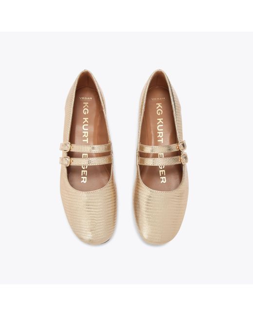 KG by Kurt Geiger White Flats Gold Synthetic Magic