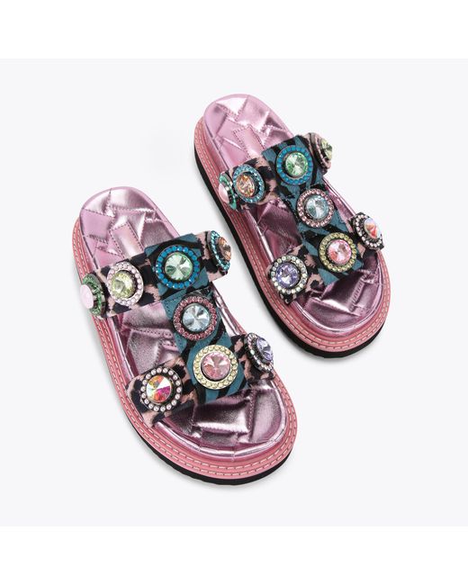 Kurt Geiger Pink Leather Orson Crystal Sandals