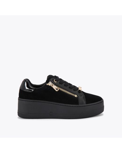 Carvela Kurt Geiger Black Connected Zip Sneaker - Suede Lace Up Trainers