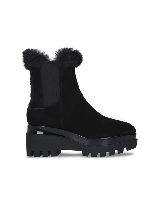 DKNY Black Fur Trim Ankle Boots
