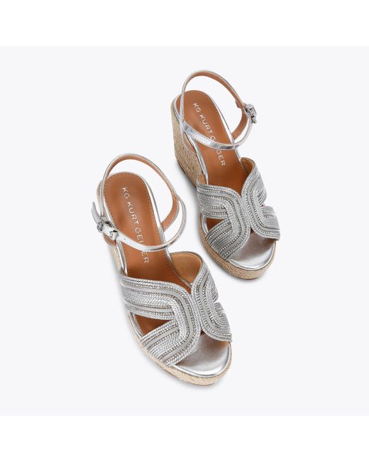 KG by Kurt Geiger Metallic Heels Silver Pose Wedge