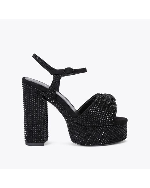 Kurt Geiger Black Embellished Kensington Eagle Platform Sandals 125
