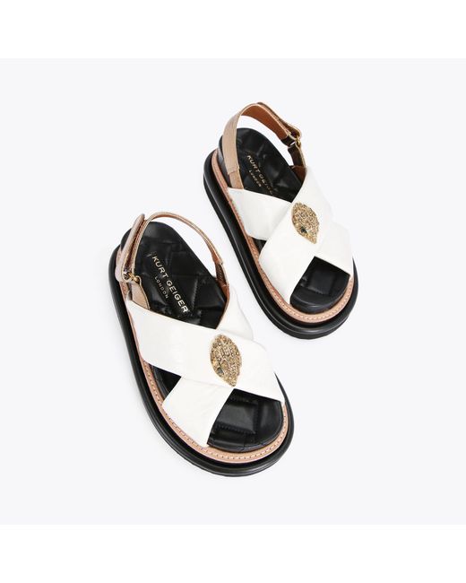 Kurt Geiger White Sandals Bone Leather Orson Cross Strap