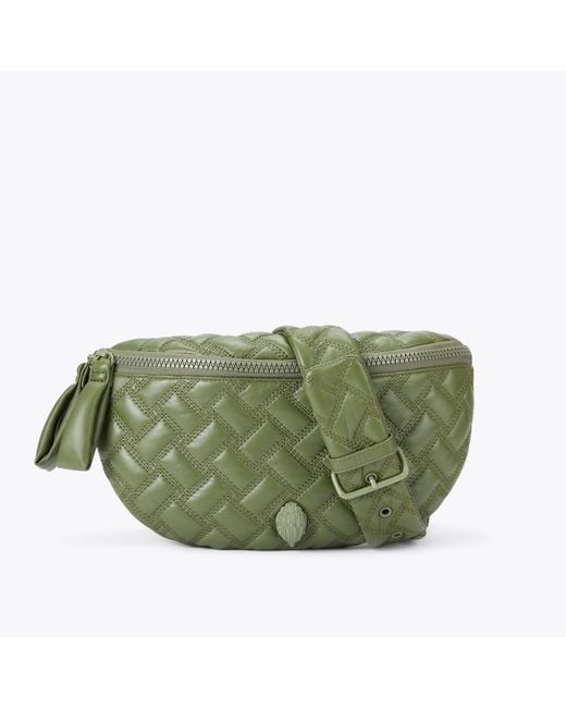 Kurt Geiger Green Belt Bag Khaki Leather Kensington Drench