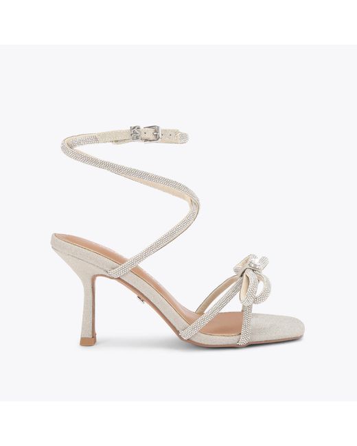 KG by Kurt Geiger White Heel Silver Crystal Avery Sandal