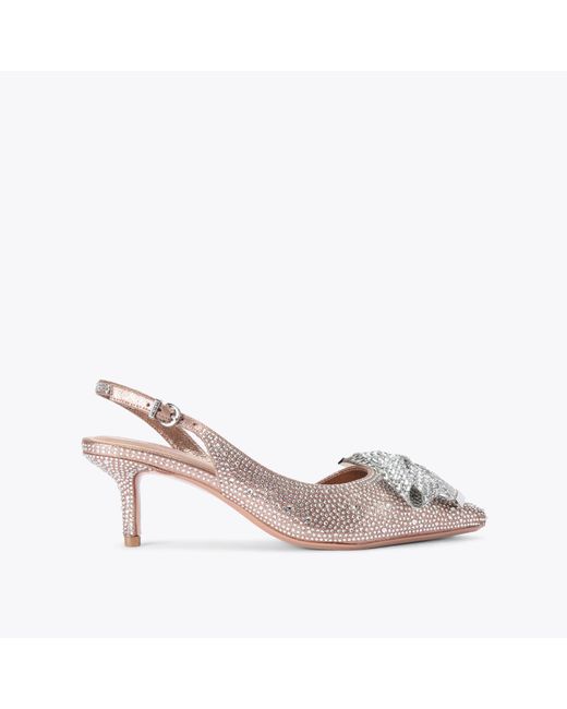 Carvela Kurt Geiger Pink Heel Gold Fabric Synthetic Regal Bow