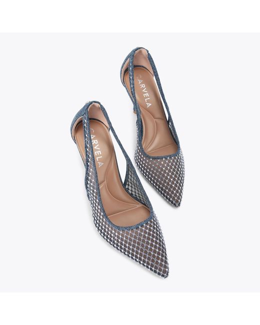 Carvela Kurt Geiger Blue Heels Denim Fabric Hotsox