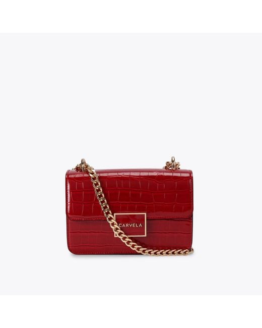 Carvela Kurt Geiger Red Shoulder Bag Croc Print Jessica