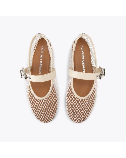KG by Kurt Geiger White Flats Cream Fabric Nico