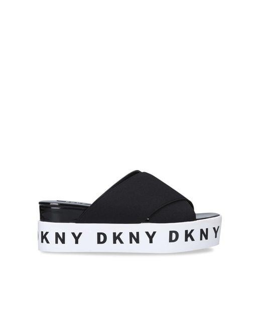DKNY Black Cristi Logo-print Cotton Sliders