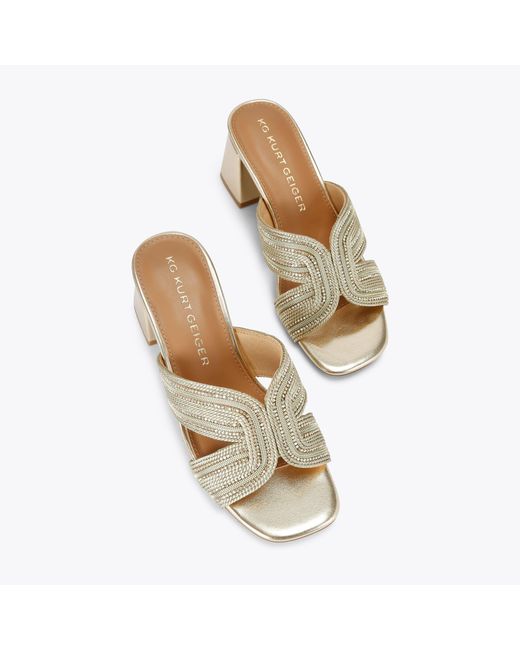 KG by Kurt Geiger Metallic Heels Gold Pose Mule