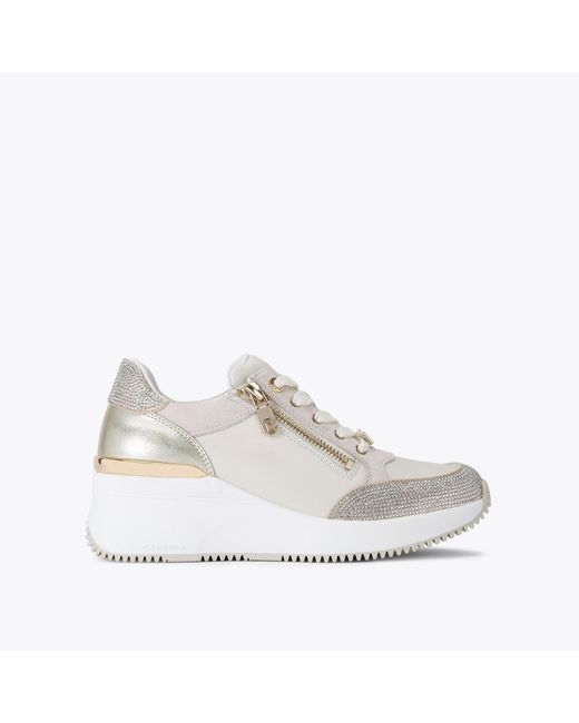 kurt geiger white and gold trainers