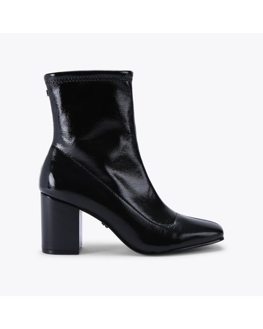Carvela Kurt Geiger Black Ankle Boot Patent Strut Ankle