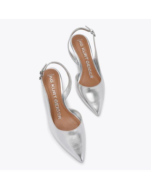 KG by Kurt Geiger White Heels Silver Synthetic Aria