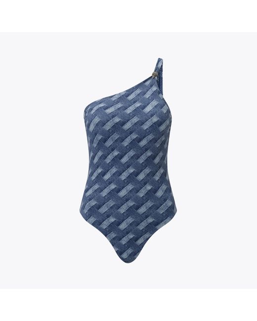 Kurt Geiger Blue Kensington Swimsuit - Denim Bleached Effect Swimsuit