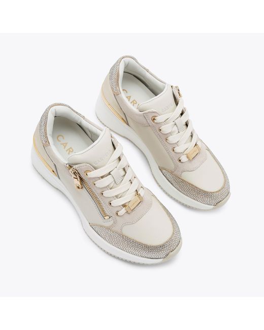 kurt geiger white and gold trainers