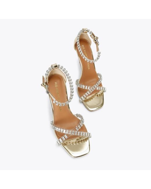 KG by Kurt Geiger White Heels Gold Affect