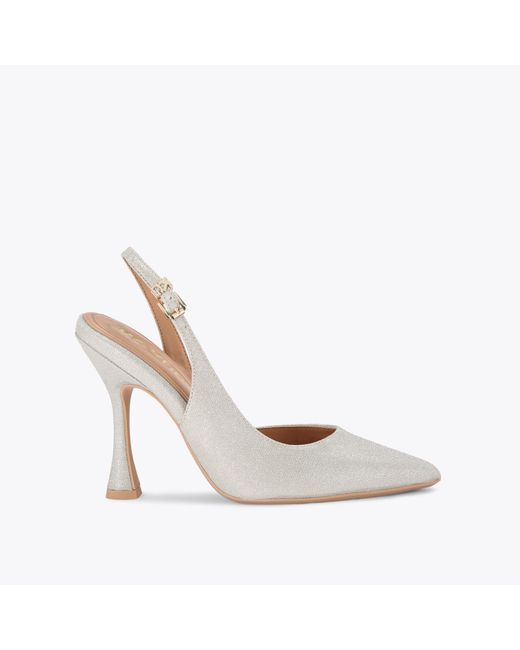 KG by Kurt Geiger White Heels Silver Fabric Synthetic Aria