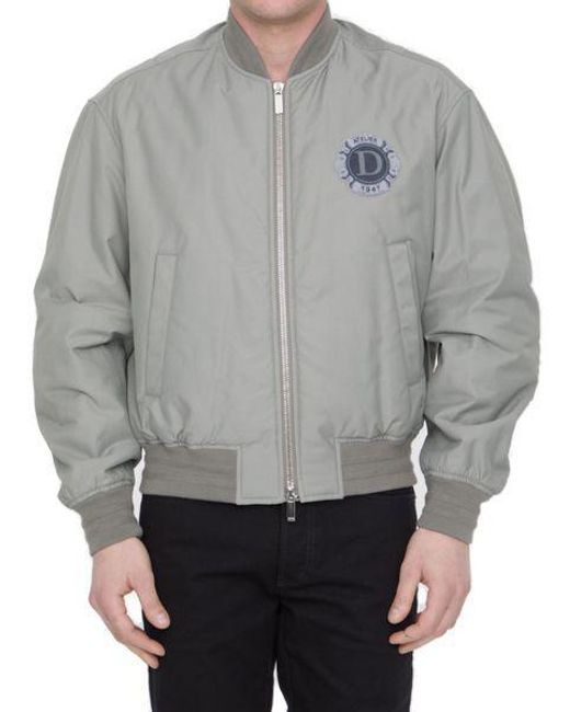 Dior Cotton Blend Bomber Jacket With Dior Patch And