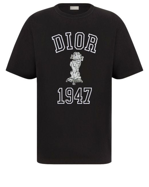 Dior Bobby 1947 Embroidered T-Shirt in Black for Men | Lyst