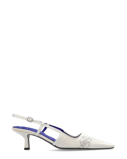Burberry White Chic Open Heel Pumps