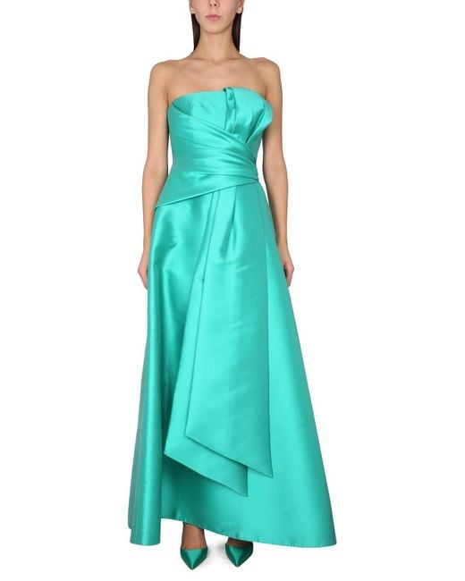 Alberta Ferretti Green Mikado Bustier Dress