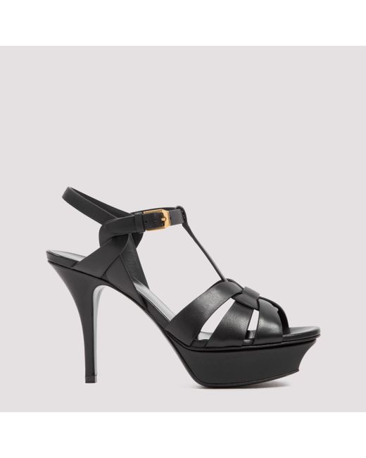 Saint Laurent Black Tribute 75 Leather Sandals For for men