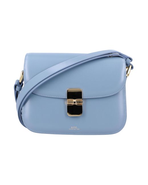 A.P.C. Blue Mini Foldover Handbag With Goldtone Embellishments