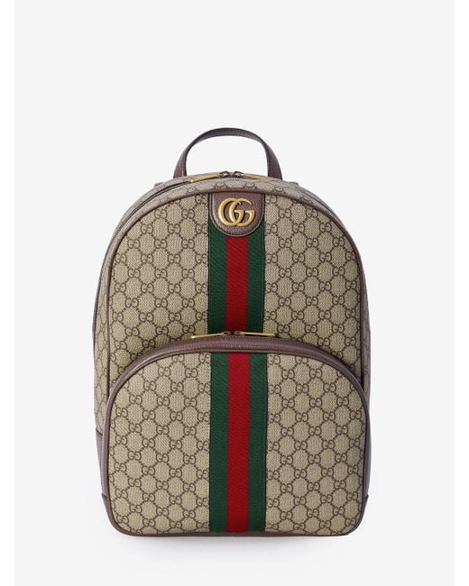 Gucci Natural Elegant Canvas Backpack With Iconic Striped Web for men